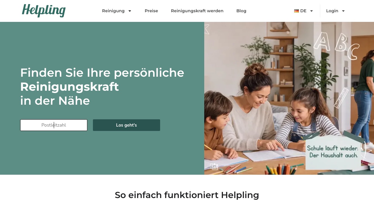 Bildschirmfoto: Helpling
