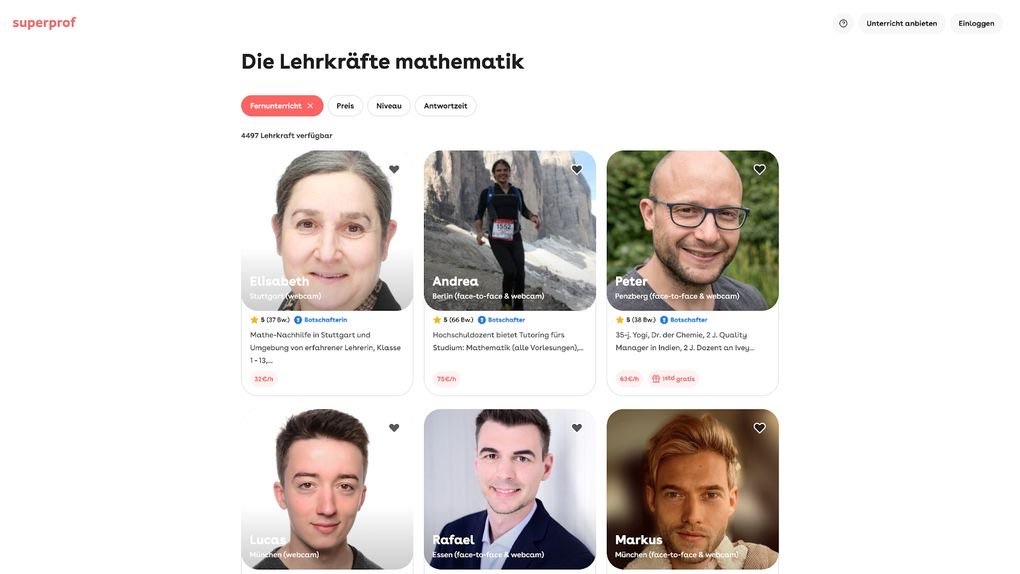 Bildschirmfoto: Superprof